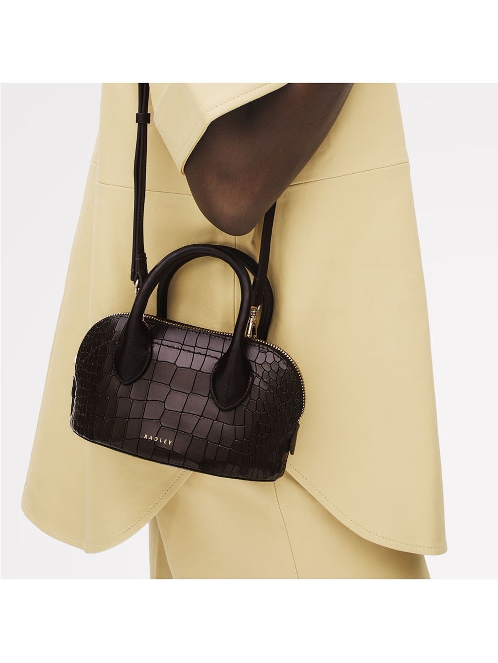 Nordstrom Dark Brown Croc-Embossed Leather Mini Crossbody